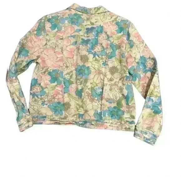Christopher & Banks Linen Denim type feel Jacket Size Medium floral and soft - Picture 2 of 3